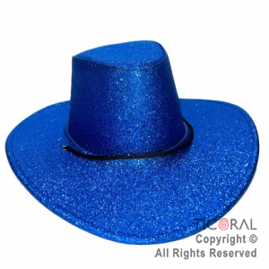 SOMBRERO COWBOY GLITTER AZUL x 1